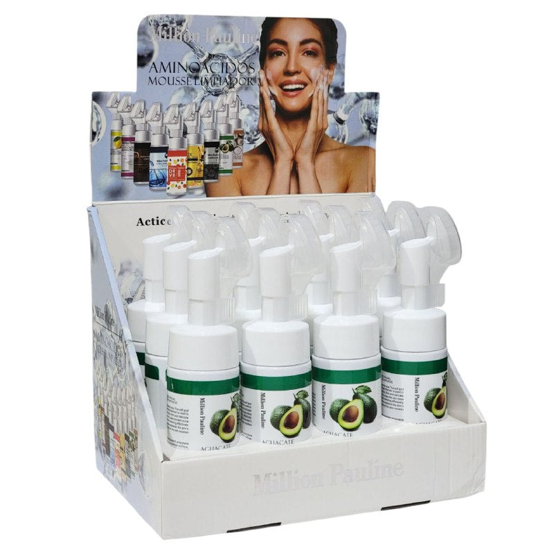 LIMPIADOR FACIAL EN ESPUMA DE EXTRACTO DE AGUACATE CON CEPILLO MASAJEADOR MILLION PAULINE 150G