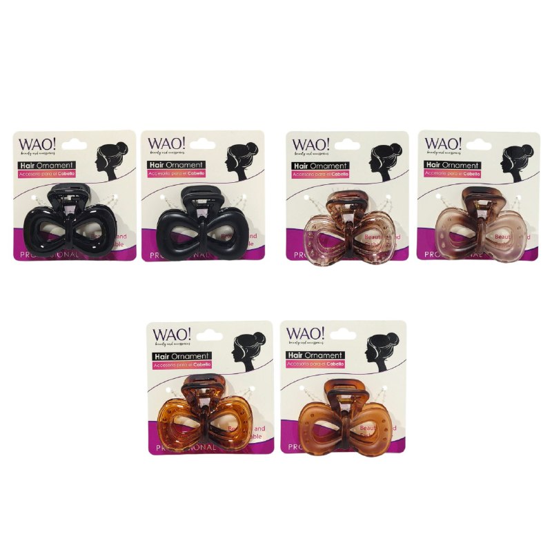GANCHO PARA EL CABELLO DE AGARRE FIRME WAO 5.2X7CM, PAQUETE DE 2UND, 6 ESTILOS