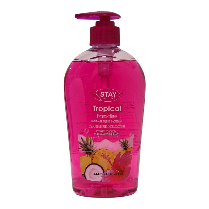 JABON DE MANOS ANTIBACTERIAL Y HUMECTANTE AROMA A PARAISO TROPICAL STAY BEAUTIFUL 444ML