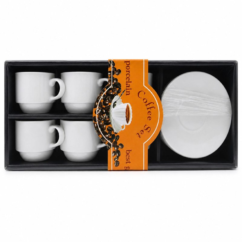 SET DE TAZAS CON PLATOS DE PORCELANA BLANCA PARA TE O CAFE DE 12PCS