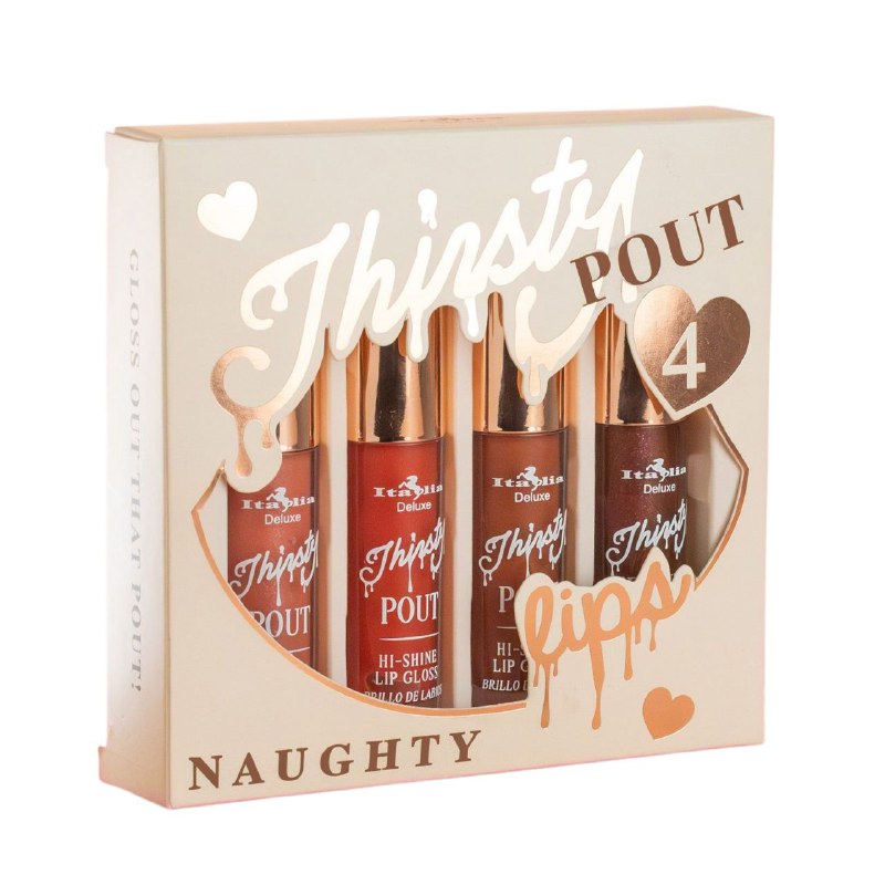 BRILLO LABIAL 4 TONOS ITALIA DELUXE THIRSTY POUT NAUGHY 06 NUDIST,11 CHIC,13 TEASE,10 NIGHT OUT 4GX4