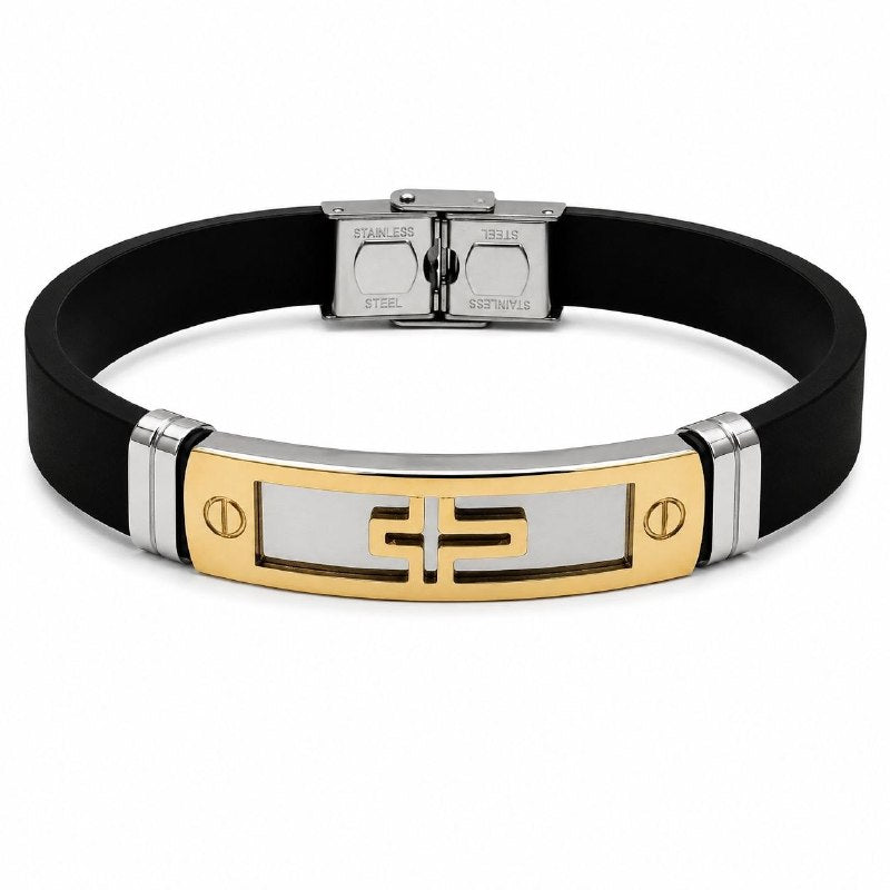 PULSERA DE ENCHAPE PARA CABALLERO, DISEÑO CRUZ 21CM