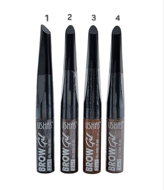 GEL PARA CEJAS 2 EN 1 CON CEPILLO, 4 TONOS DISPONIBLES USHAS 4G