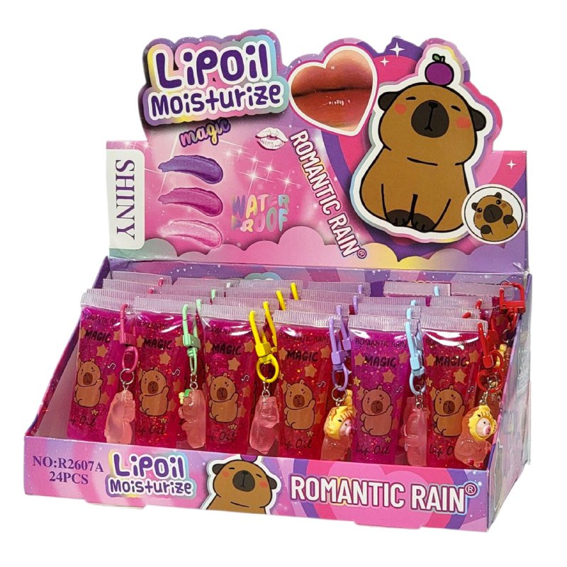BRILLO LABIAL LIP BRILLO DE LABIOS HIDRATANTE MAGICO CON BRILLITOS DE CAPIBARA CAPYBARA ROMANTIC RAIN 15ML