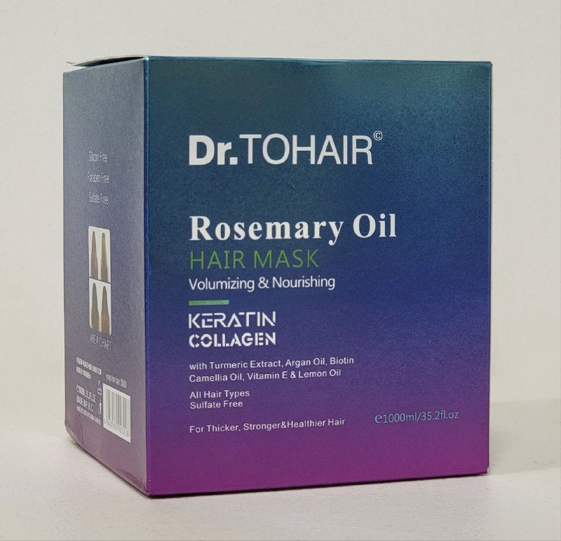 MASCARILLA PARA EL CABELLO CON ACEITE DE ROMERO VOLUMIZADOR COLAGENO DE QUERATINA Y CURCUMA DR TOHAIR 1000ML