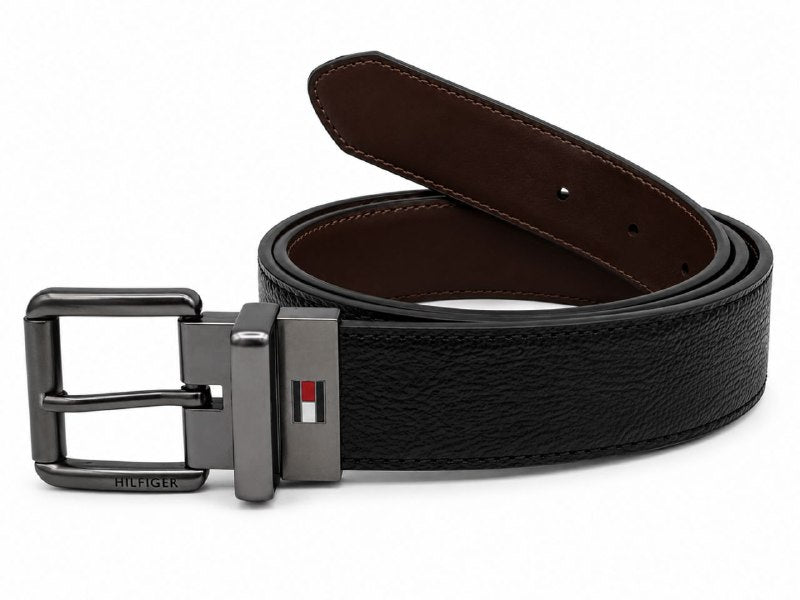 FAJA ORIGINAL TOMMY HILFIGER REVERSIBLE COLOR NEGRO Y CAFE PARA CABALLERO TALLA M 34-36