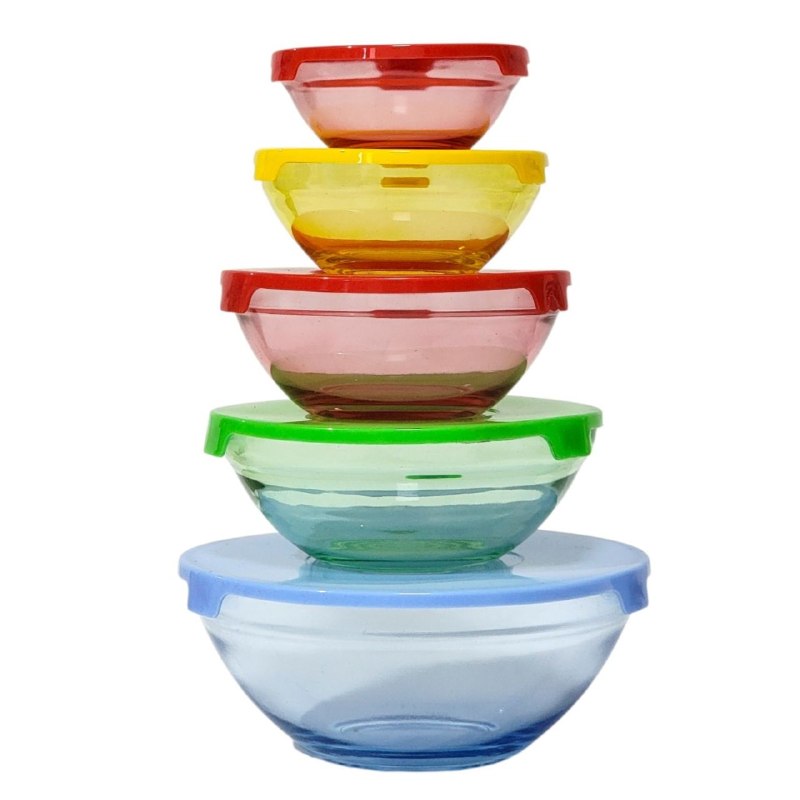 SET DE TAZONES HERMETICOS DE VIDRIO 5PCS MODELO MY HOME