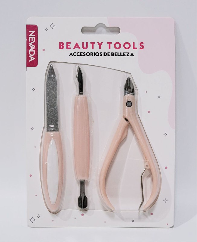 SET MANICURE, DE MANICURA LIMA PARA UÑAS, EMPUJADOR Y CORTADOR DE CUTICULA, ALICATE PARA CUTICULA, ACCESORIOS DE BELLEZA NEVADA BEAUTY TOOLS