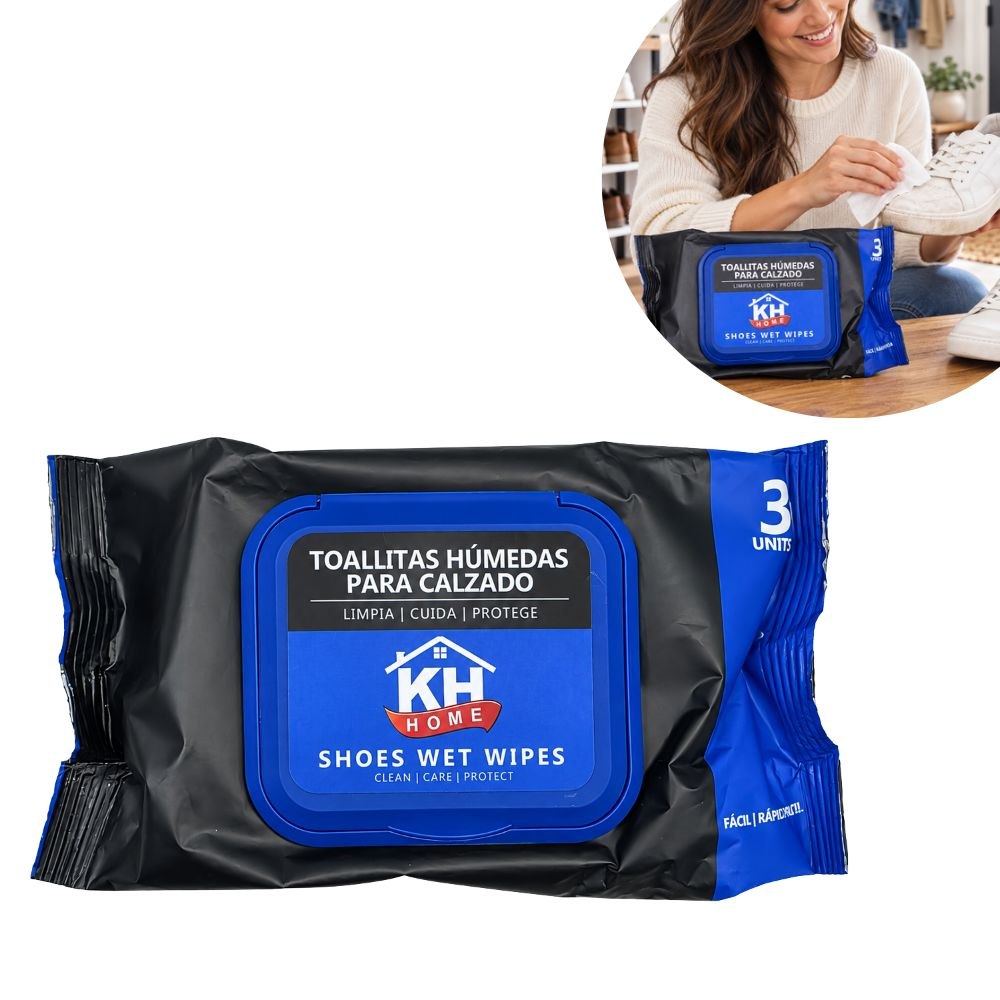 TOALLITAS HÚMEDAS LIMPIADORAS Y PROTECTORAS PARA CALZADO HOME 30 UNID