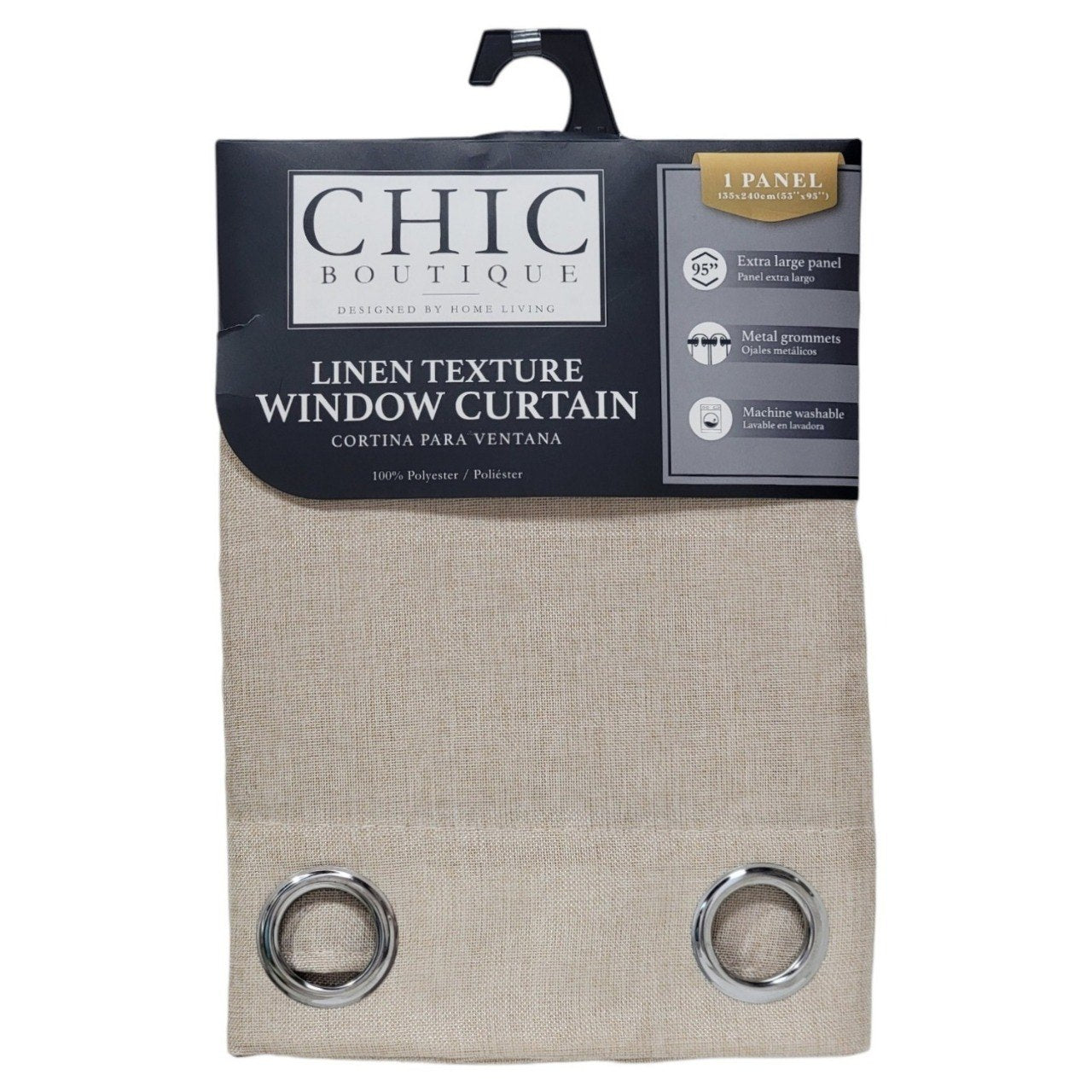 CORTINA PARA VENTANA DE TEXTURA LINEN CHIC BOUTIQUE 135X240CM