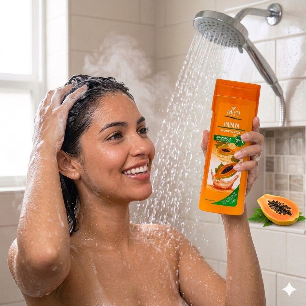 SHAMPOO 2 EN 1 DE LIMPIEZA Y SUAVIZADO HIDRATANTE CON EXTRACTO DE PAPAYA MIYA 400ML