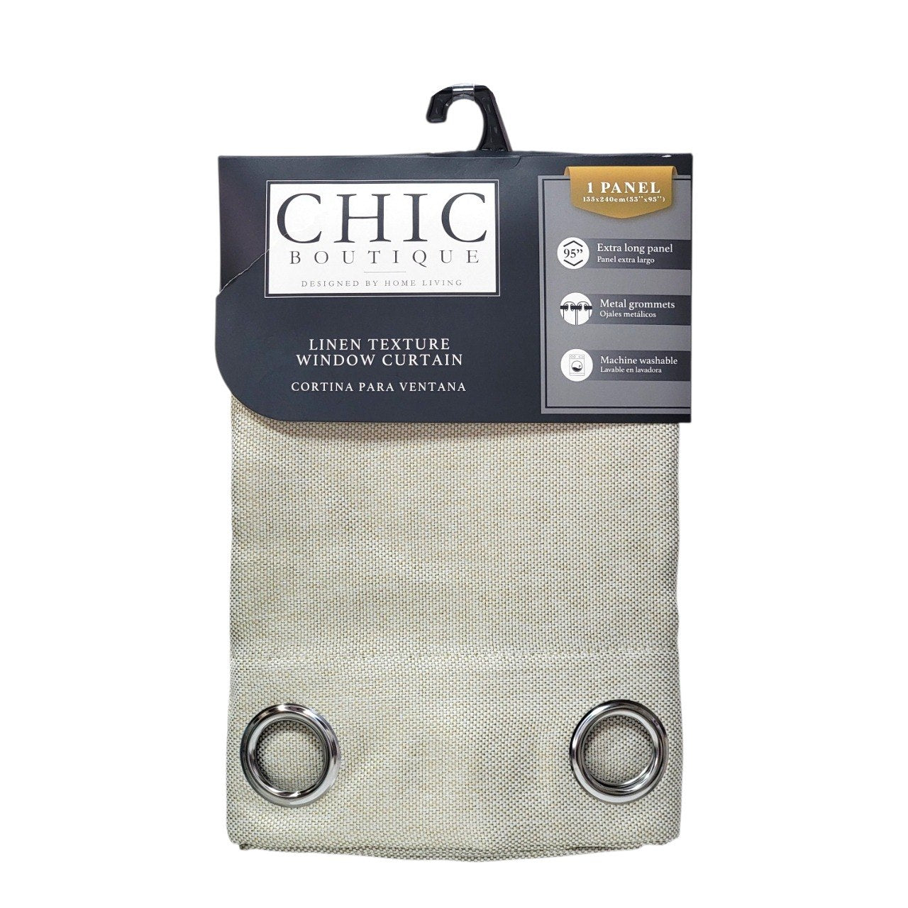 CORTINA PARA VENTANA DE TEXTURA LINEN CHIC BOUTIQUE 132X228CM