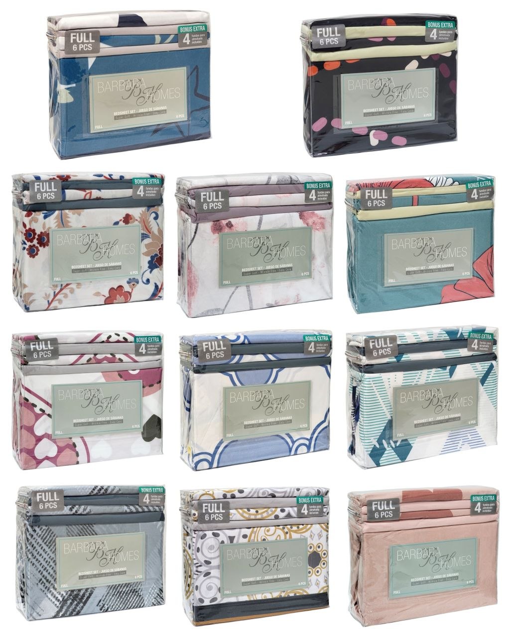 JUEGO DE SABANAS TAMAÑO MATRIMONIAL 6PCS BARBARA HOMES