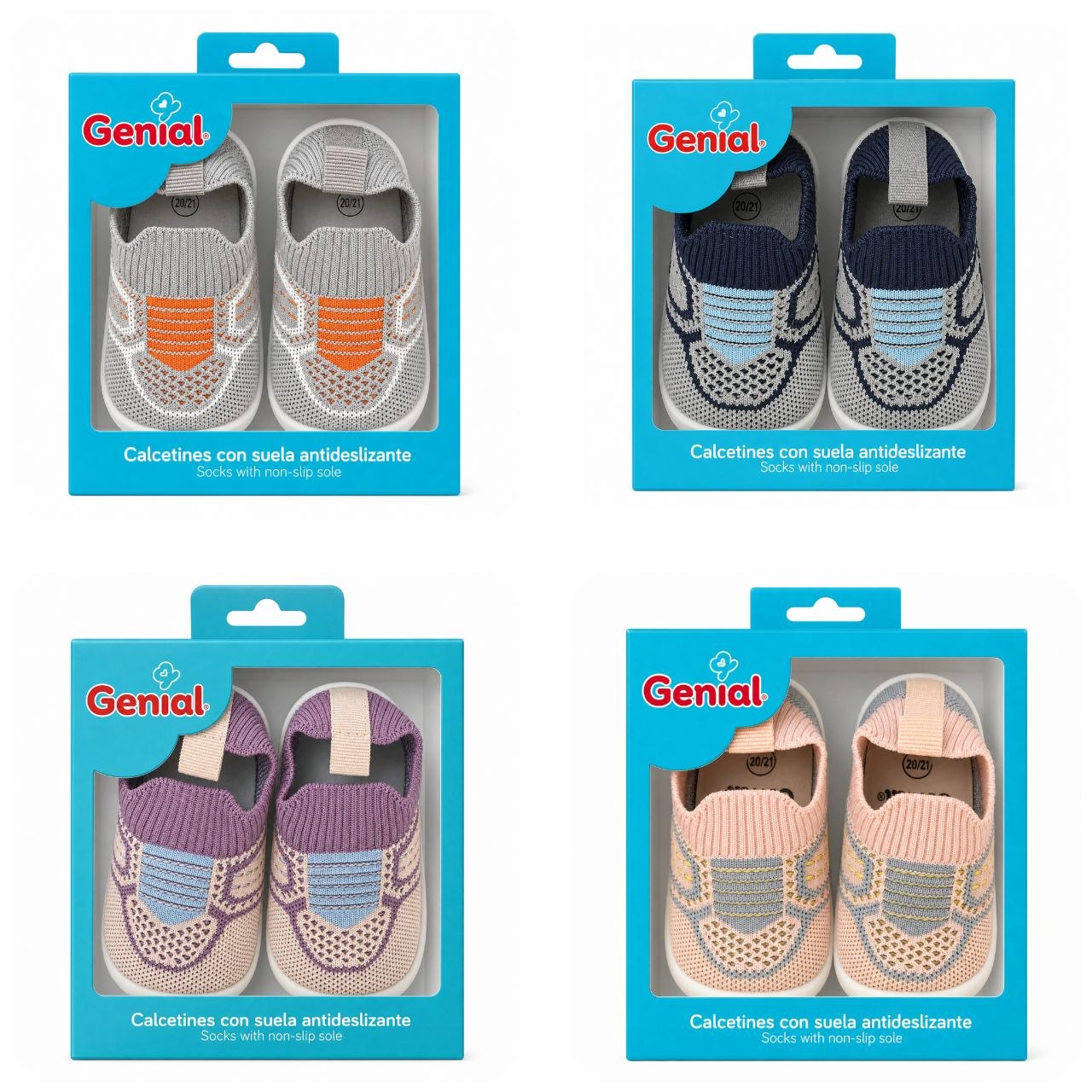 ZAPATOS TIPO CALCETIN ERGONOMICOS PARA BEBES ANTIDESLIZANTES TALLA 20/21