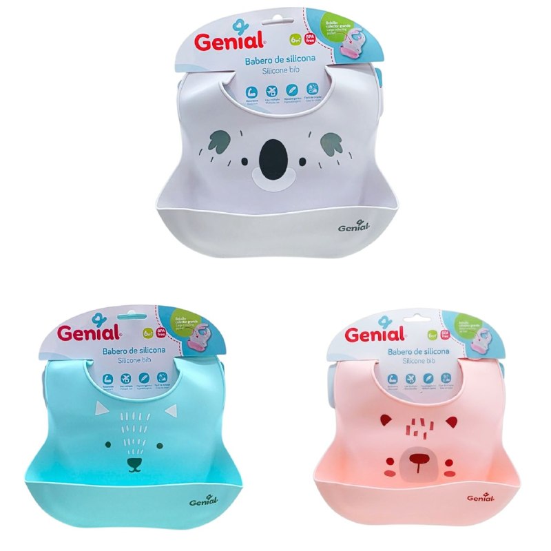 BABERO DE SILICONA CON BOLSILLO COLECTOR GRANDE IMPERMEABLE GENIAL