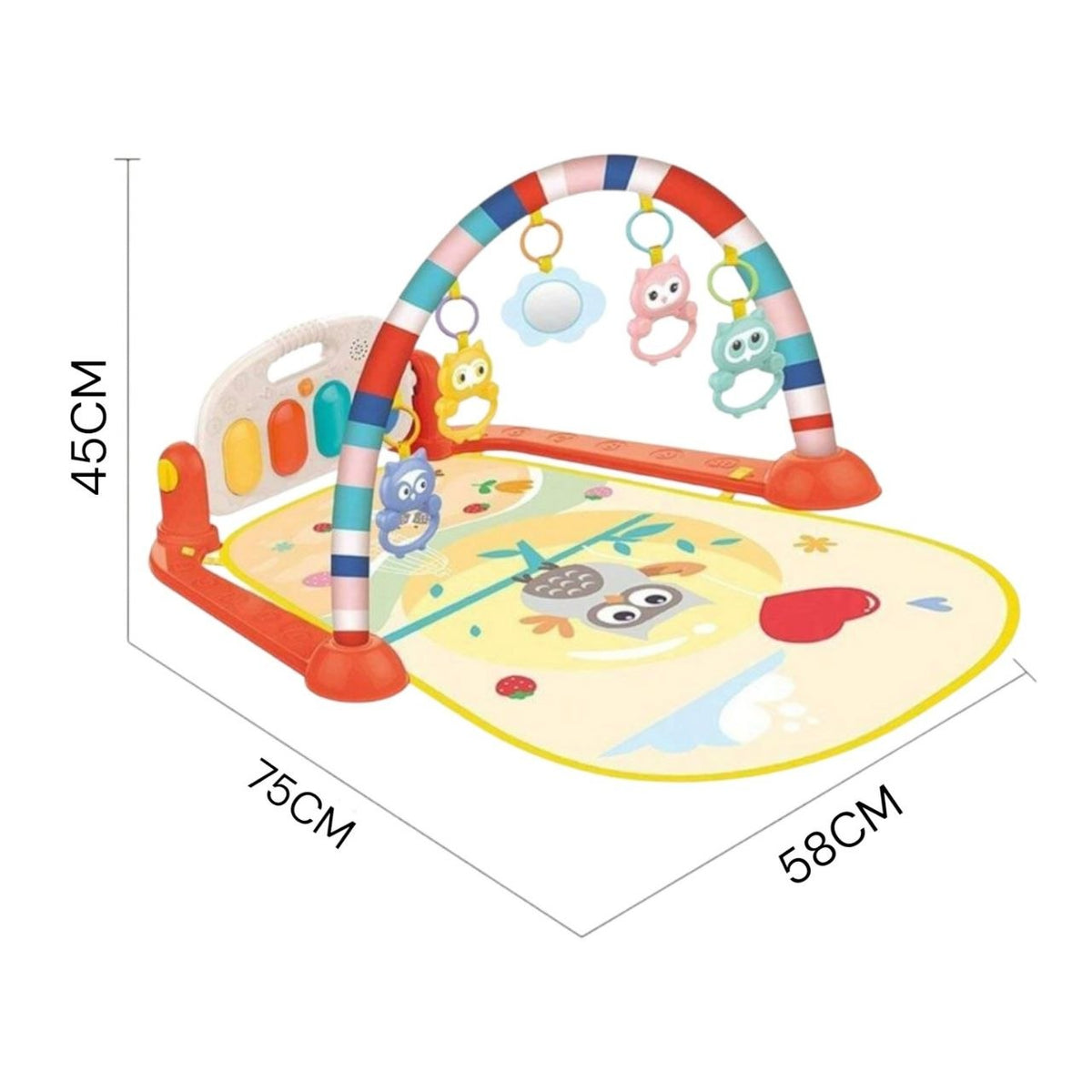 GIMNASIO SENSORIAL PARA BEBE CON PIANO MUSICAL EXTRAIBLE GENIAL 45X75X58CM