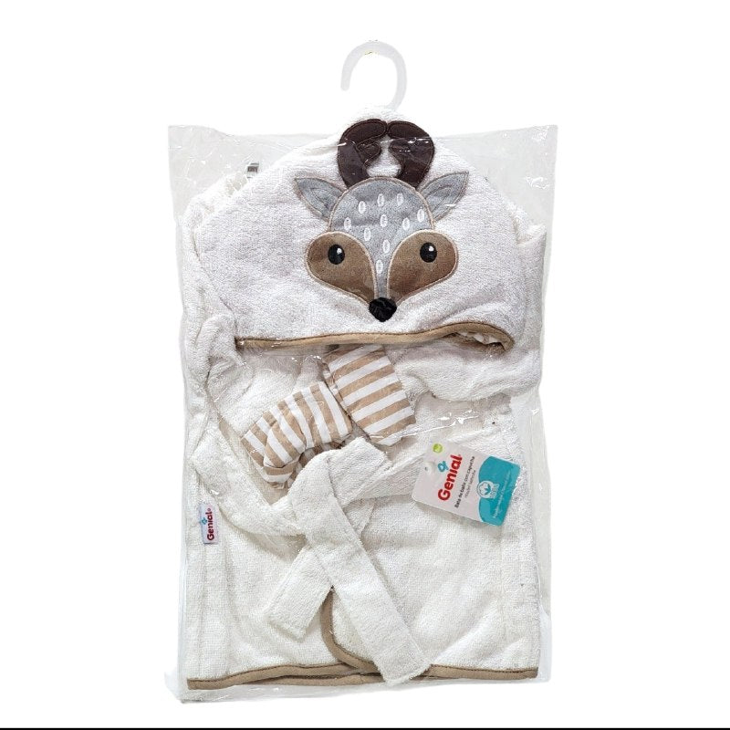 TOALLA DE BAÑO PARA BEBE CON CAPUCHA DE ALGODON NATURAL GENIAL