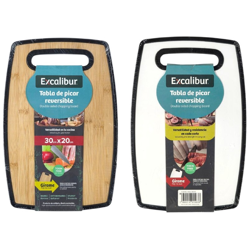 TABLA DE PICAR REVERSIBLE CON BORDE ANTIDERRAMES EXCALIBUR 20CM