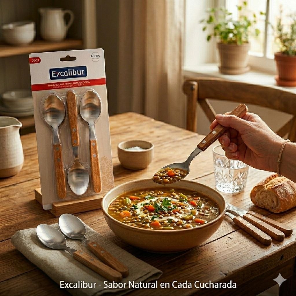 SET DE CUCHARAS DE MESA DE ACERO INOXIDABLE 6PCS EXCALIBUR 20X5CM