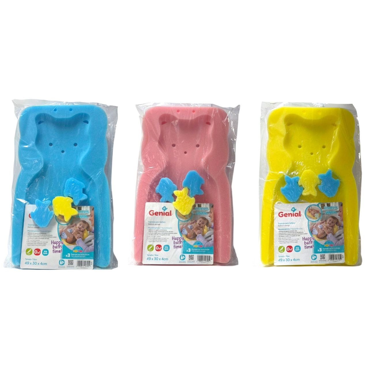 ESPONJA DE SOPORTE PARA BAÑERA DE BEBE CON ESPONJAS DE JUGUETE GENIAL 49X30x4CM