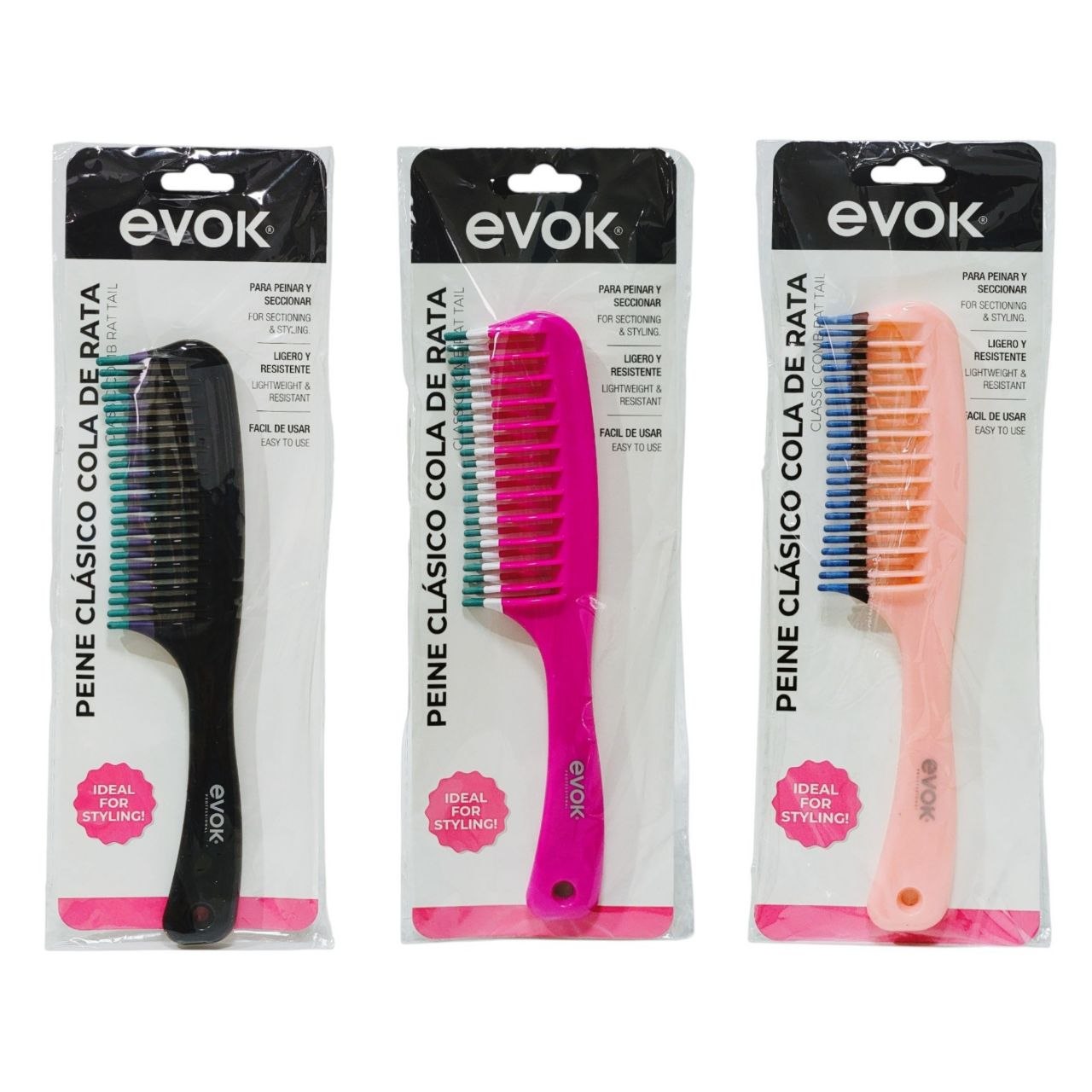 PEINE PARA EL CABELLO DESENREDANTE ANTIROTURAS DE DIENTES ANCHOS EVOK