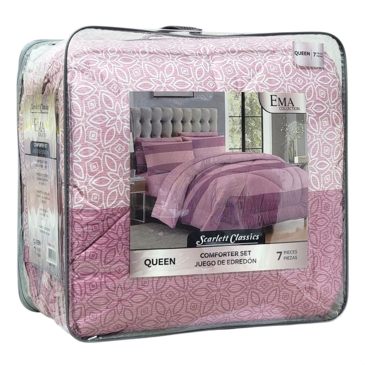 JUEGO DE CAMA CON EDREDON TAMAÑO QUEEN 7PCS SCARLETT CLASSICS
