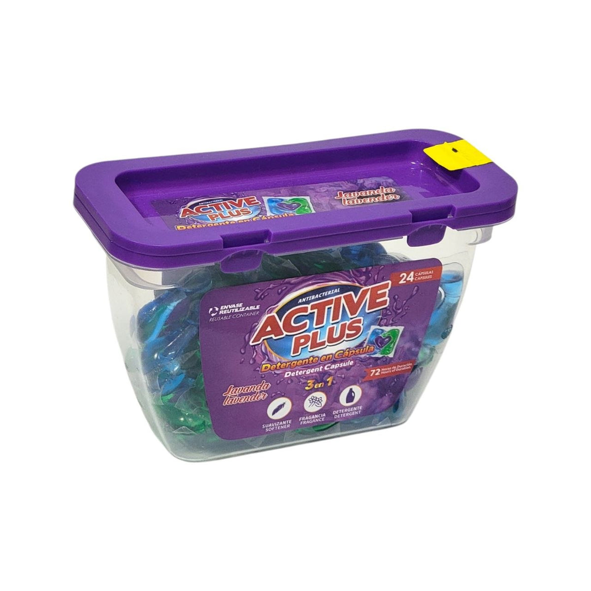 DETERGENTE EN CAPSULAS 3 EN 1 CON AROMA A LAVANDA 24PCS ACTIVE PLUS