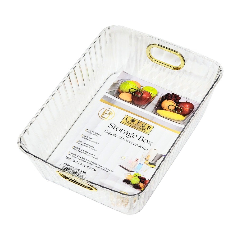 ORGANIZADOR DE ALMACENAMIENTO DE ACRILICO RESISTENTE CON AGARRADERAS MULTIUSO LOTUS 30X21X11CM