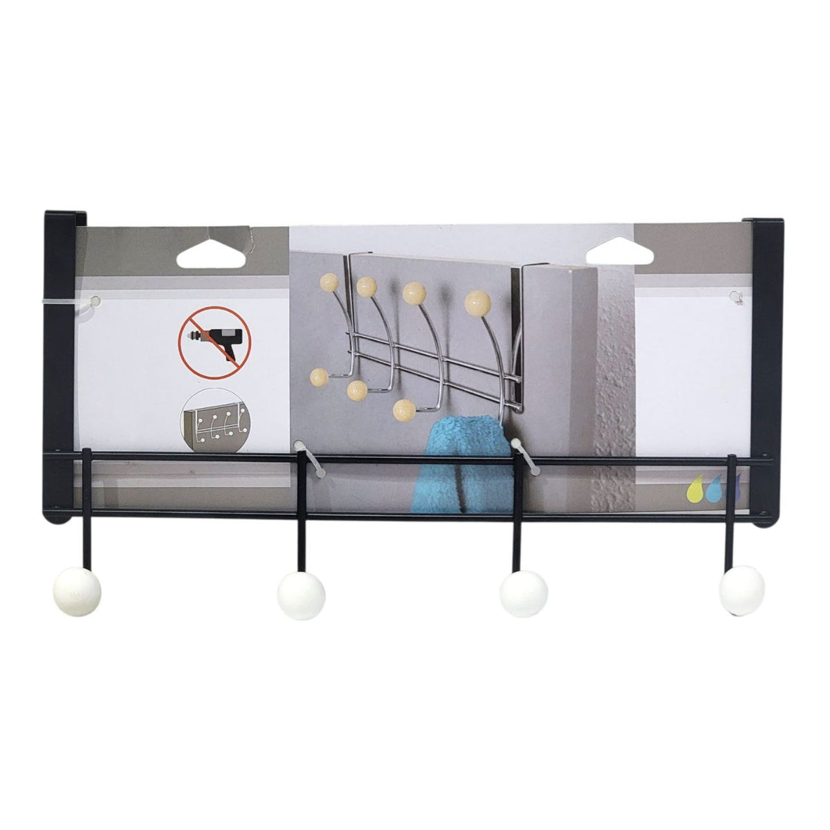 PERCHERO DE METAL PEQUEÑO DE 4 GANCHOS PARA PUERTA BENELI HOME 20X39CM