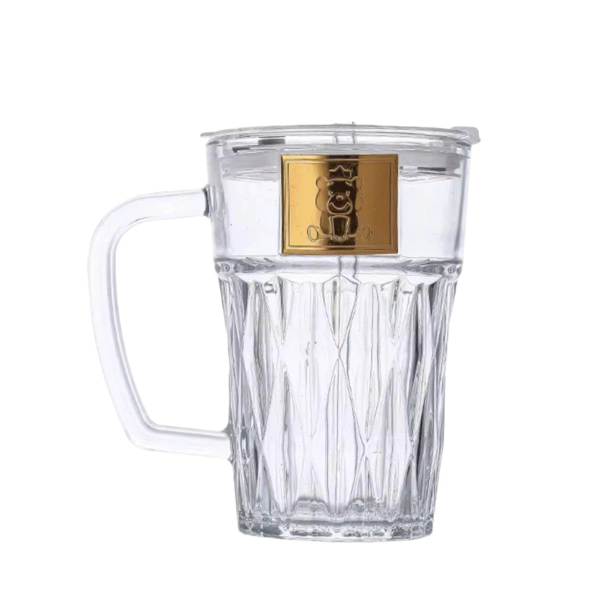 TAZA DE VIDRIO CON TAPA ACRILICA Y SELLO DE SEGURIDAD 14CM
