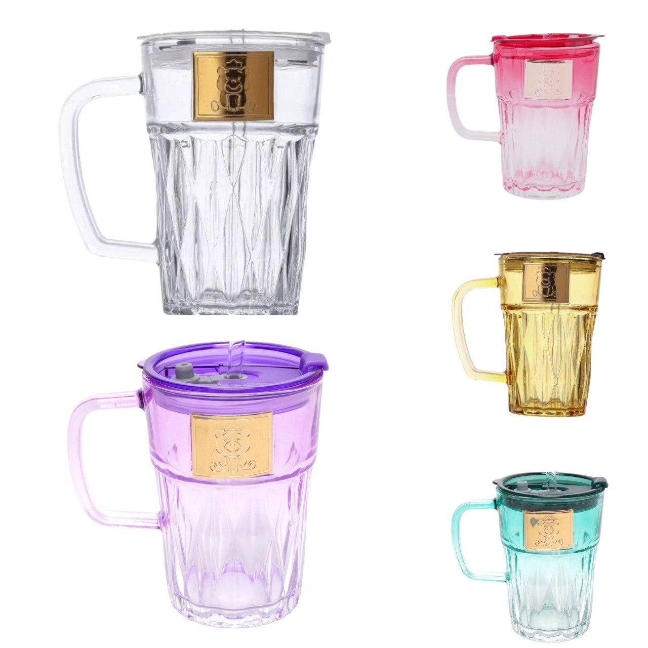 TAZA DE VIDRIO CON TAPA ACRILICA Y SELLO DE SEGURIDAD 14CM