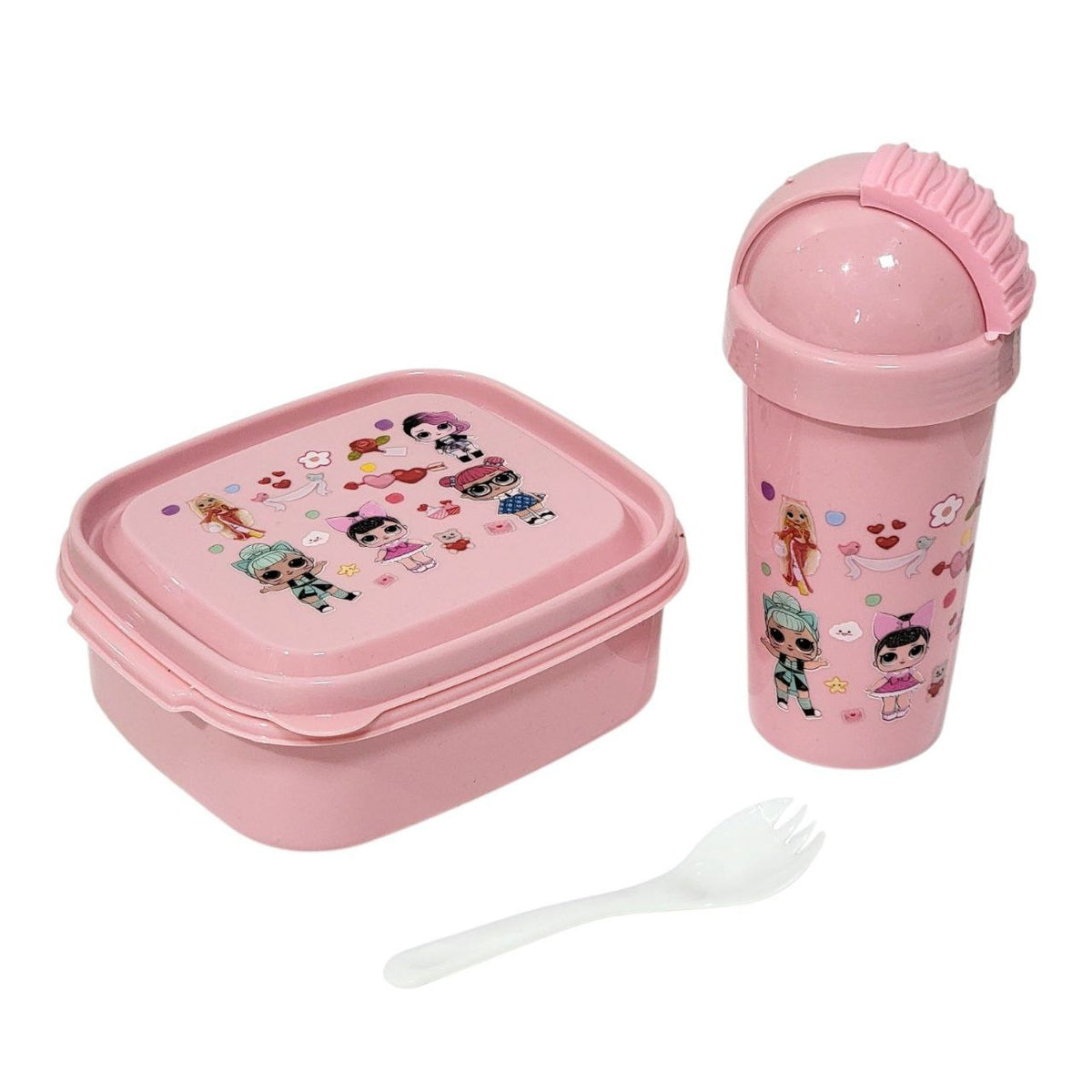 LONCHERA PANA CON VASO CON TAPA Y TENEDOR INFANTIL BENELI HOME 6X16X13CM