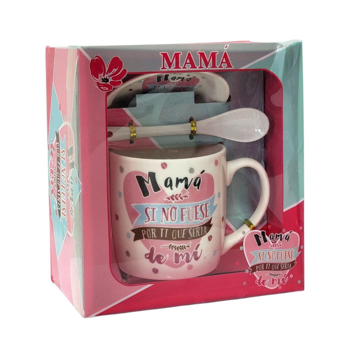 SET DE TAZA DE REGALO CON TEMATICA TE QUIERO MAMÁ 3PCS BENELI HOME
