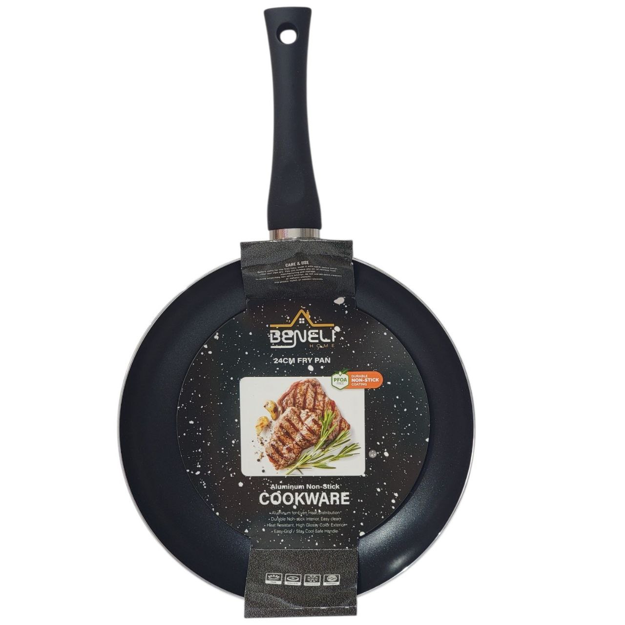 SARTEN DE ALUMINIO ANTIADHERENTE COLOR NEGRO BENELI HOME 24CM