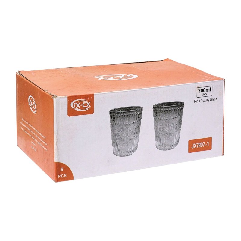 SET DE VASOS DE CRISTAL DE DISEÑO LABRADO COLECCION JXCX 6PCS BENELI HOME