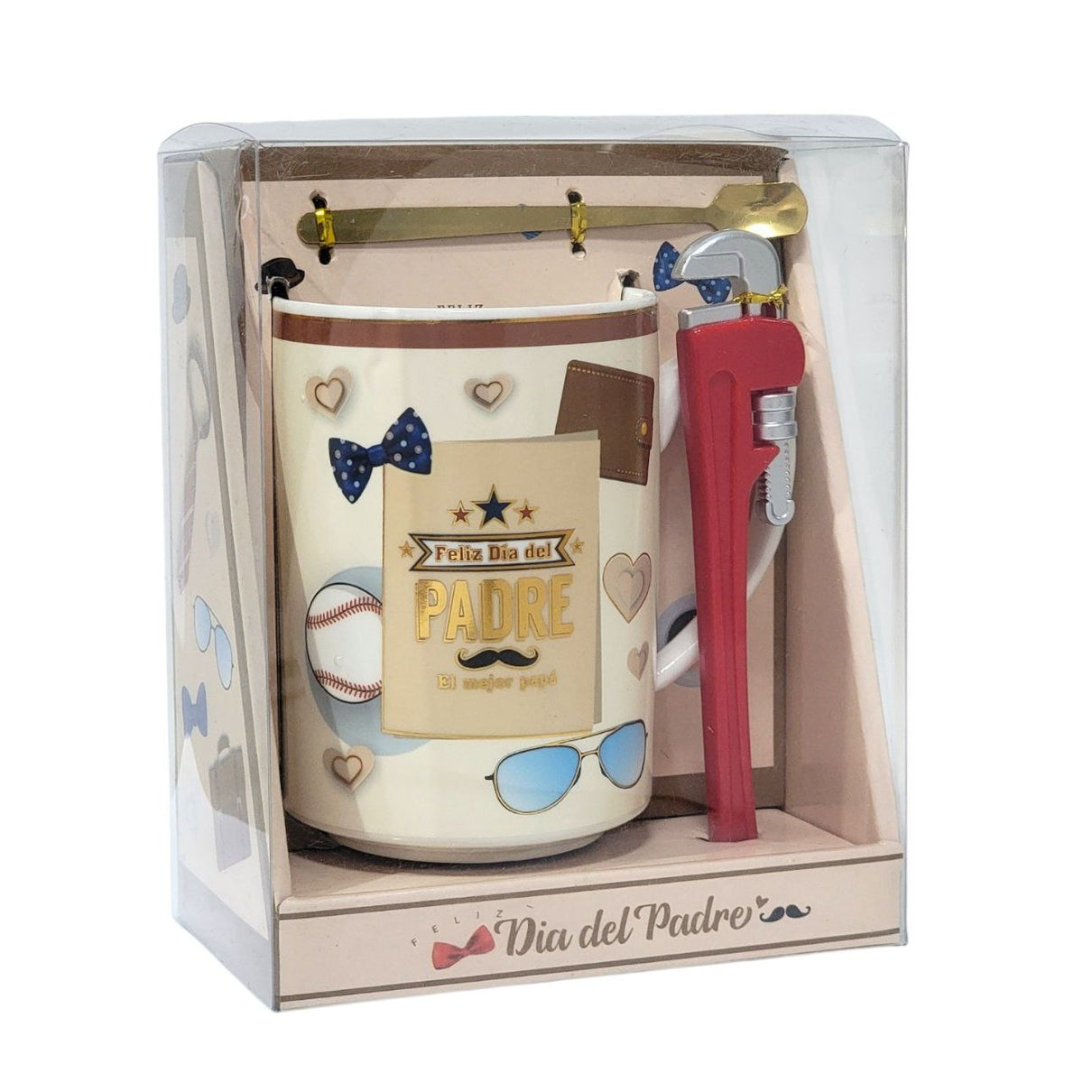 SET DE TAZA DE REGALO PARA PAPÁ CON CUCHARA DE LUJO Y LAPIZ EN FORMA DE LLAVE INGLESA BENELI HOME
