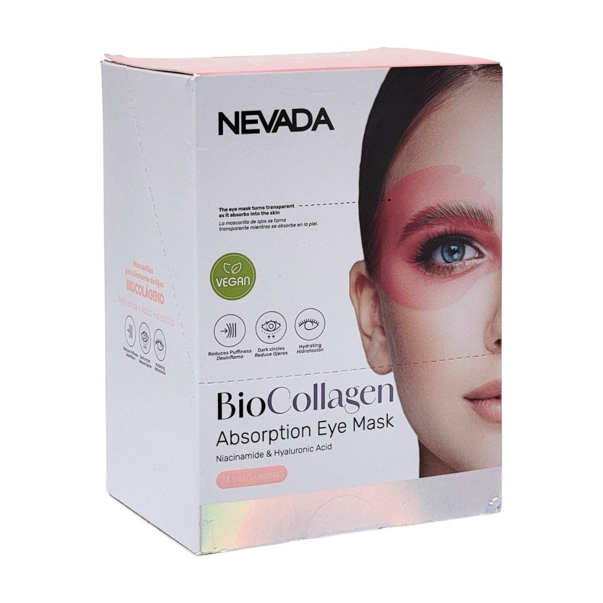PARCHES DE OJOS ILUMINADORES DE BIOCOLAGENO CON NIACINAMIDA Y ACIDO HIALURONICO NEVADA 1 PAR