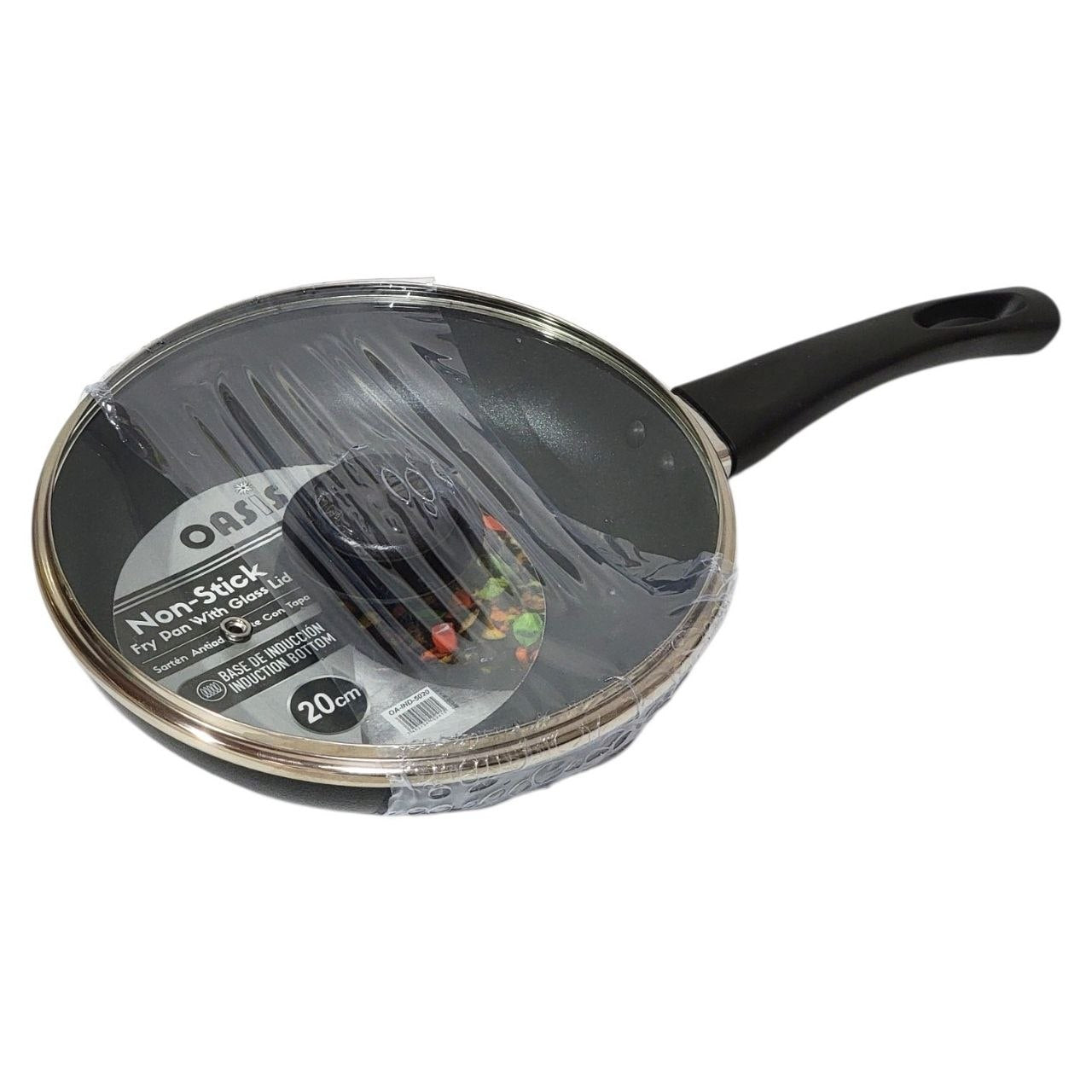 SARTEN DE ALUMINIO ANTIADHERENTE CON TAPA DE VIDRIO OASIS 20CM