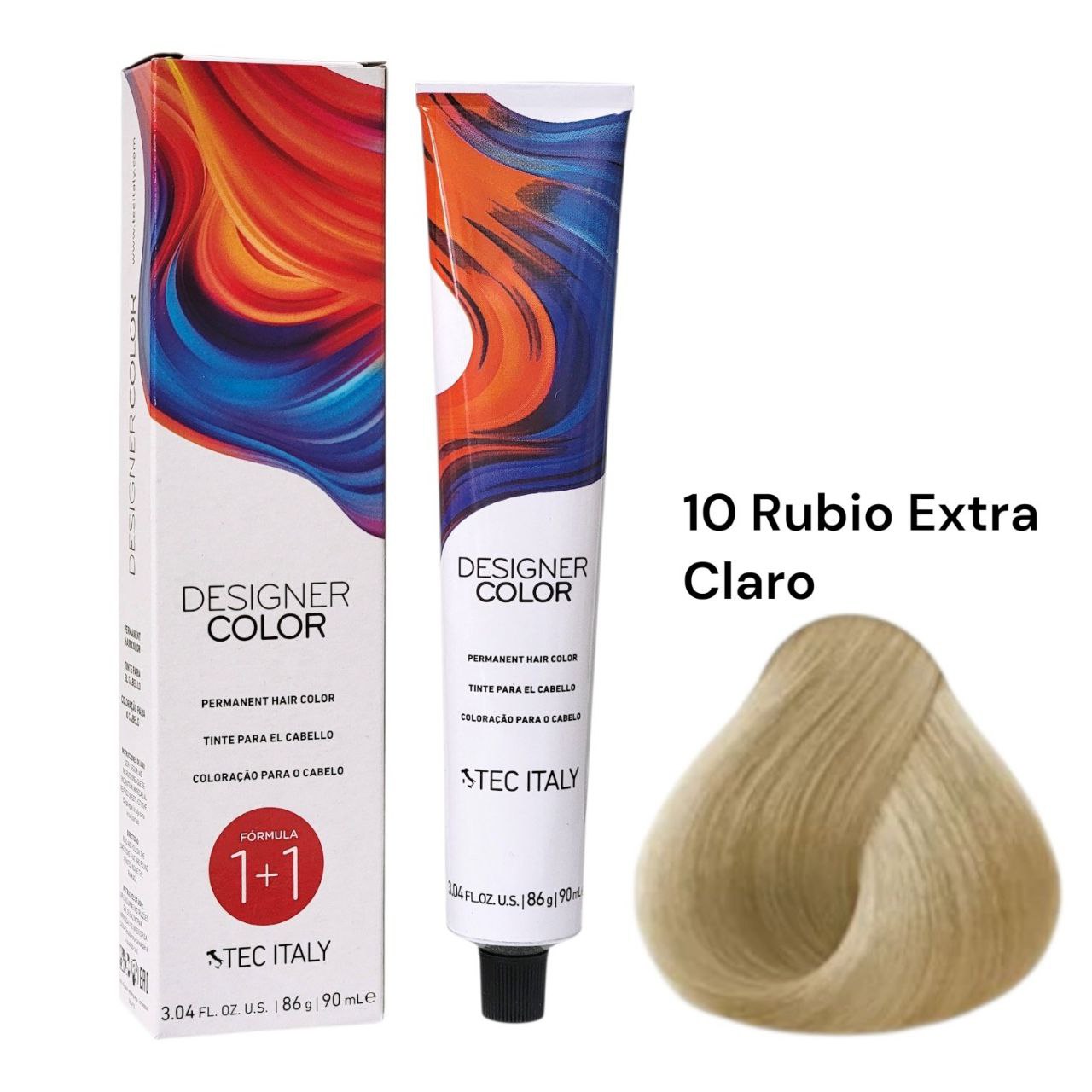 TINTE PERMANENTE PARA EL CABELLO EN CREMA RUBIO EXTRA CLARO 10 1+1 TEC ITALY 90ML