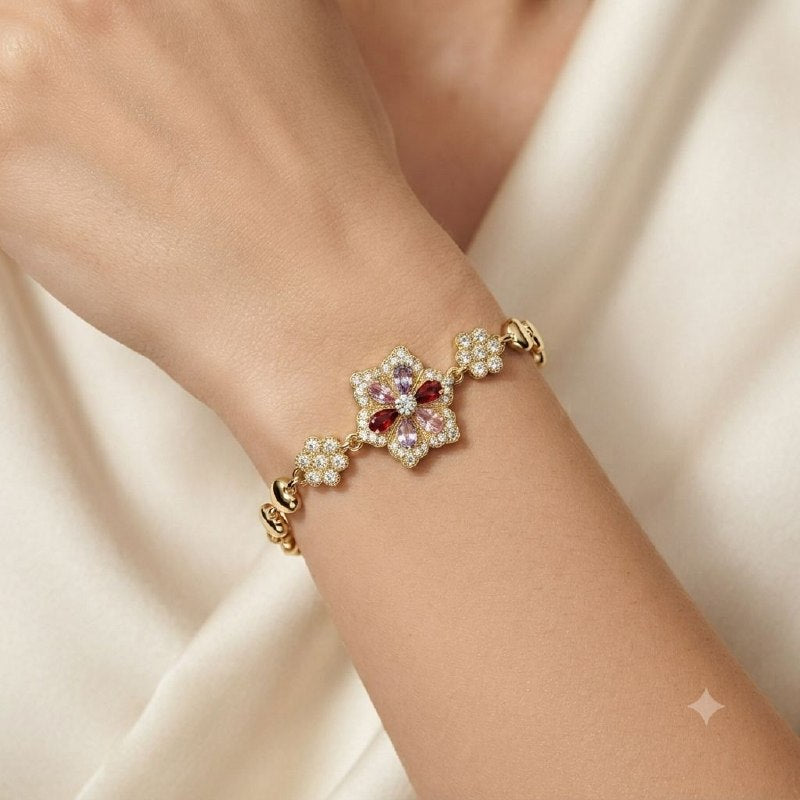 PULSERA DE ENCHAPE PARA DAMA CON DISEÑO DE FLOR