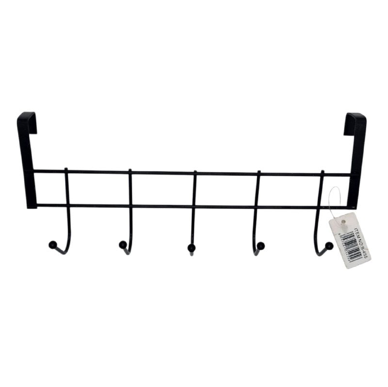 ORGANIZADOR GANCHO PERCHERO PEQUEÑO DE ACERO INOXIDABLE CON 5 GANCHOS PARA PUERTA DE GAVETERO DE COCINA 9.5X27CM