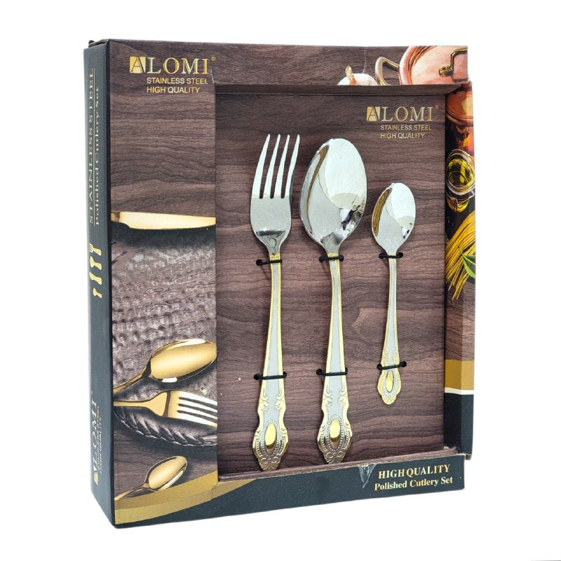 SET DE CUBIERTOS TENEDORES DE ACERO INOXIDABLE ELEGANTES ALOMI 34PCS