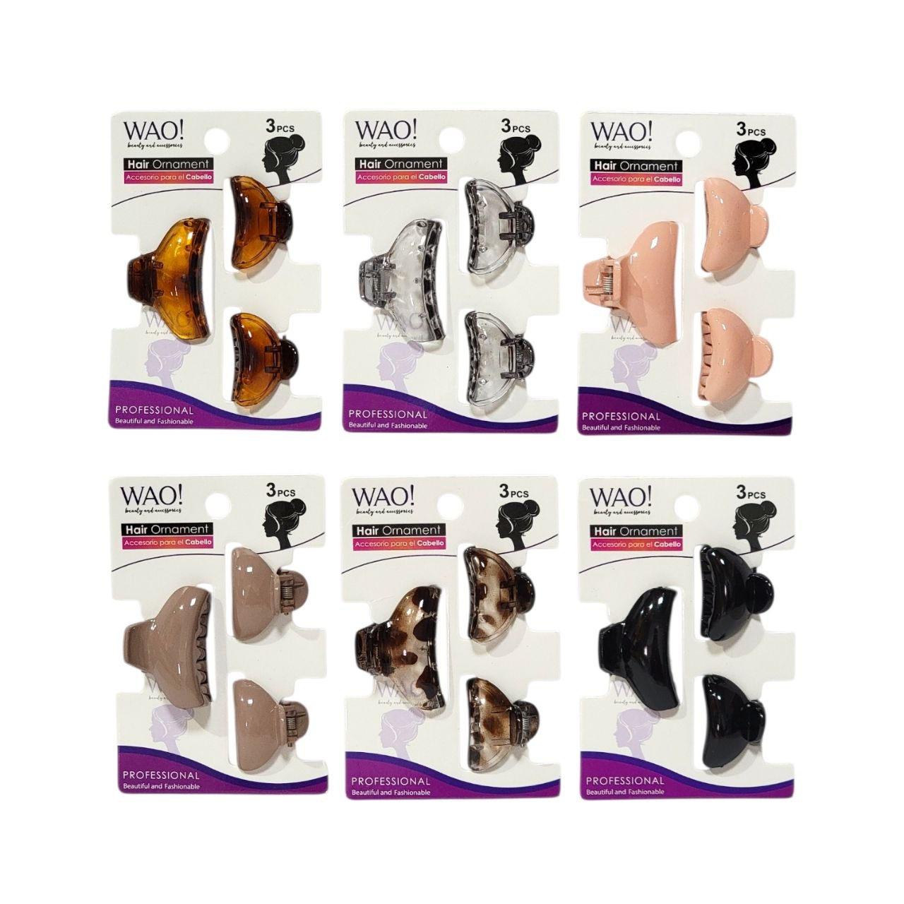 GANCHO PARA EL CABELLO DE AGARRE FIRME 3PCS WAO! 4CM, 3CM X 2PCS