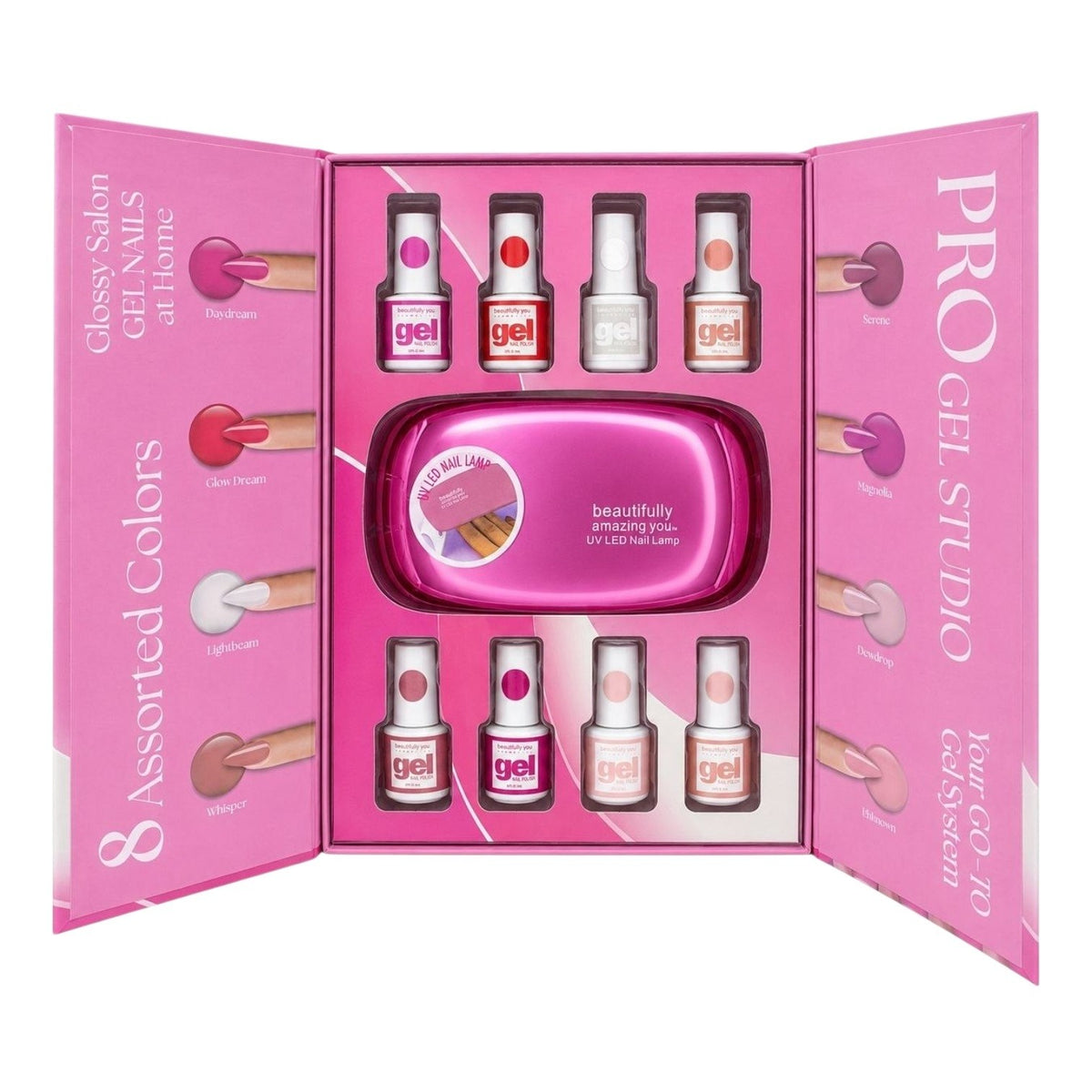 KIT DE UÑAS PERMANENTES CON LAMPARA CON TECNOLOGIA UV LED USB ROSA BEAUTIFULLY AMAZING