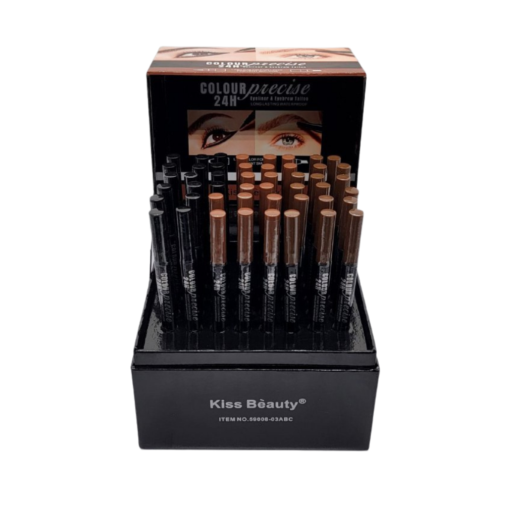 LAPIZ DELINEADOR 2 EN 1 DELINEADOR DE OJOS Y TATUAJE DE CEJAS KISS BEAUTY (DUPE DE RIMMEL)