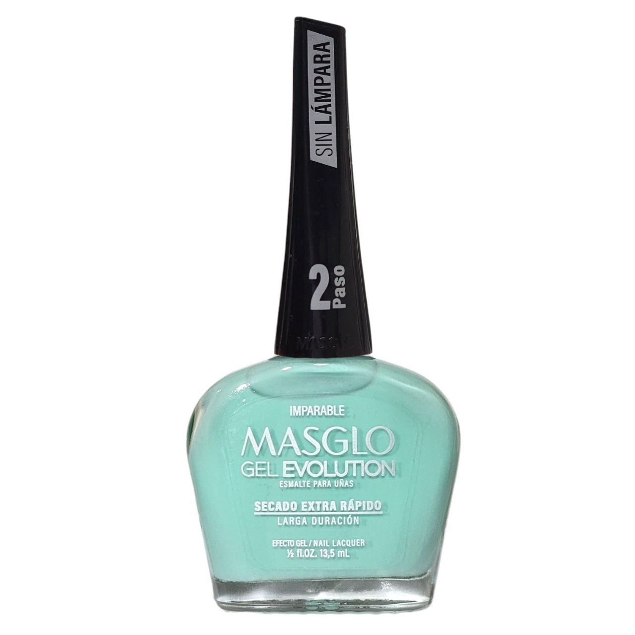 ESMALTE PARA UÑAS DE SECADO RAPIDO COLOR VERDE MENTA GEL EVOLUTION MASGLO 13.5ML