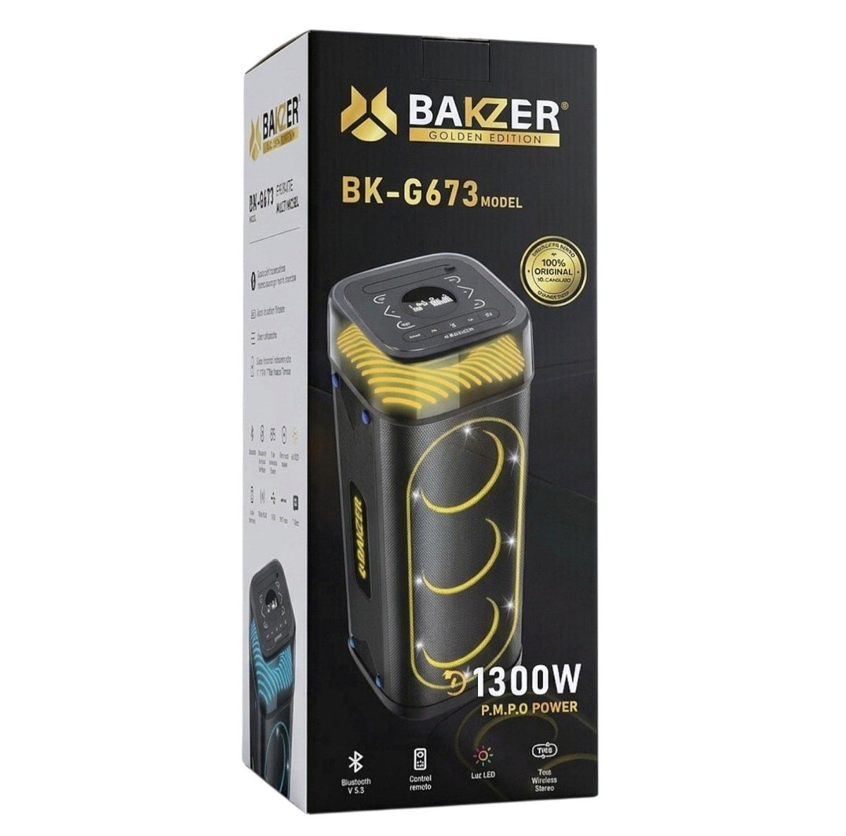 PARLANTE ALTAVOZ DE TORRE INALÁMBRICO PROFESIONAL CON DOBLE SUBWOOFER MODELO BK-G673 BAKZER 84CM