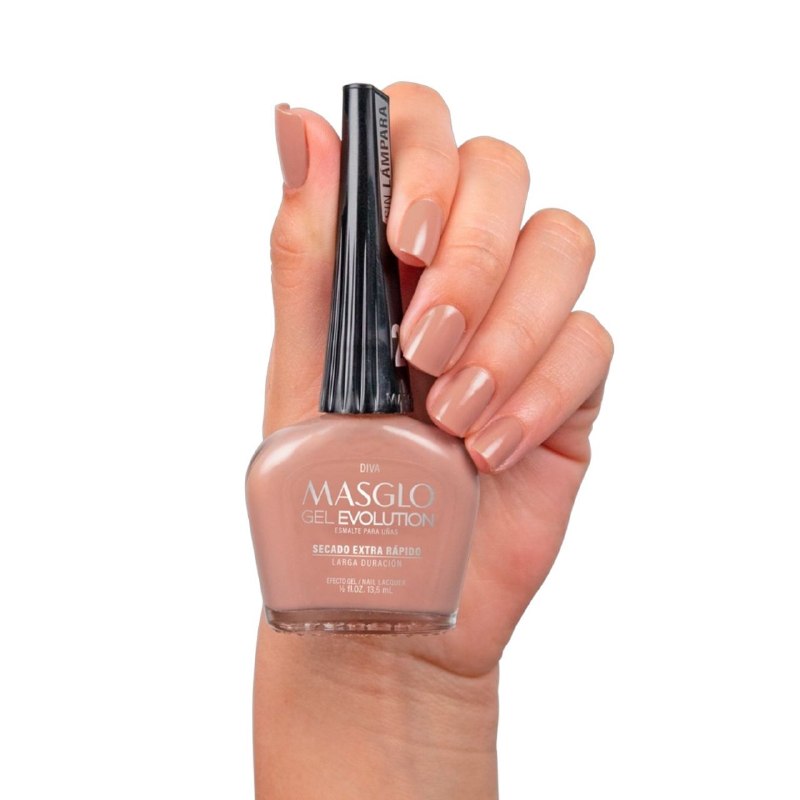 ESMALTE PARA UÑAS DE SECADO RAPIDO COLOR TERRACOTA PASTEL DIVA GEL EVOLUTION MASGLO 13.5ML