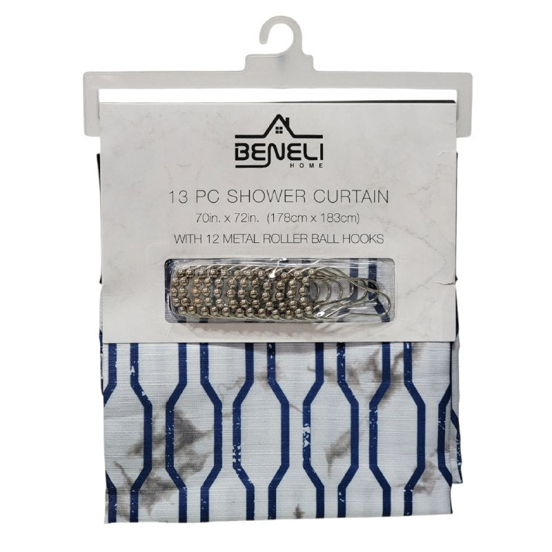 CORTINA DE DUCHA CON 12 GANCHOS DE METAL MODERNA Y ELEGANTE 178X183CM BENELI HOME