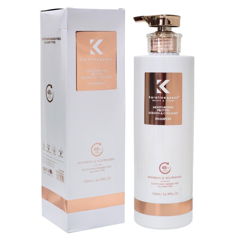 SHAMPOO CON PROTEINA, QUERATINA Y COLAGENO HIDRATANTE KERATINE QUEEN 750ML